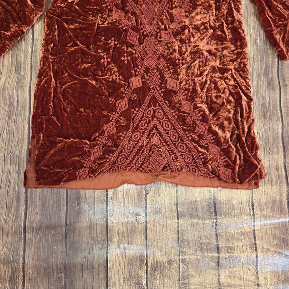 Johnny Was Tunic Womens S Rust Shobah Velvet 3/4 Sleeve Embroidery Boho - Picture 6 of 9